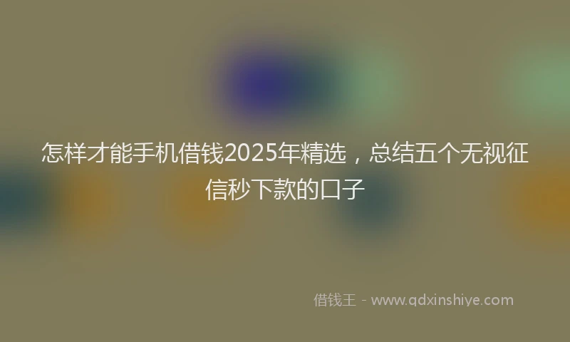 怎样才能手机借钱2025年精选，总结五个无视征信秒下款的口子