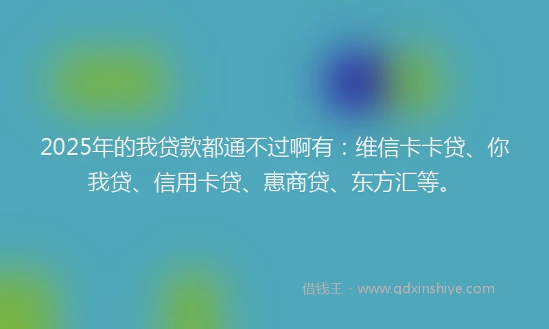 2025年的我贷款都通不过啊有：维信卡卡贷、你我贷、信用卡贷、惠商贷、东方汇等。