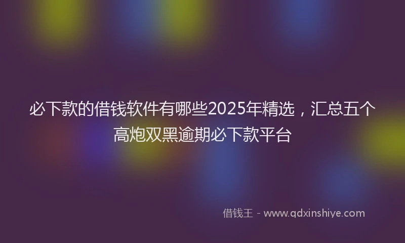 必下款的借钱软件有哪些2025年精选，汇总五个高炮双黑逾期必下款平台