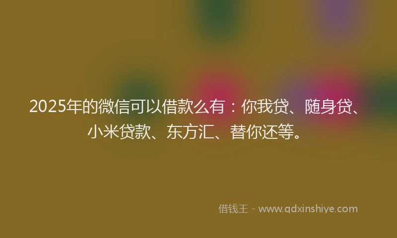 2025年的微信可以借款么有：你我贷、随身贷、小米贷款、东方汇、替你还等。
