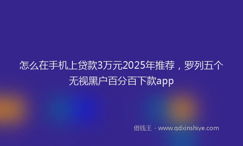 怎么在手机上贷款3万元2025年推荐，罗列五个无视黑户百分百下款app