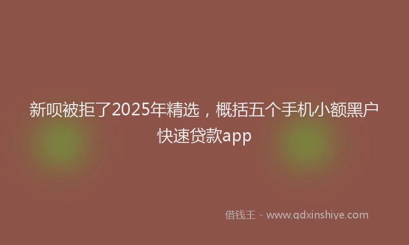 新呗被拒了2025年精选，概括五个手机小额黑户快速贷款app