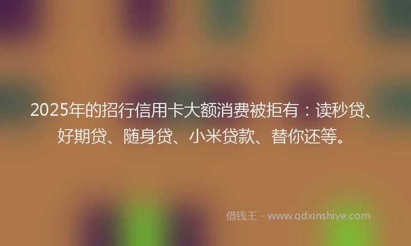 2025年的招行信用卡大额消费被拒有：读秒贷、好期贷、随身贷、小米贷款、替你还等。