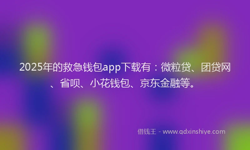 2025年的救急钱包app下载有：微粒贷、团贷网、省呗、小花钱包、京东金融等。
