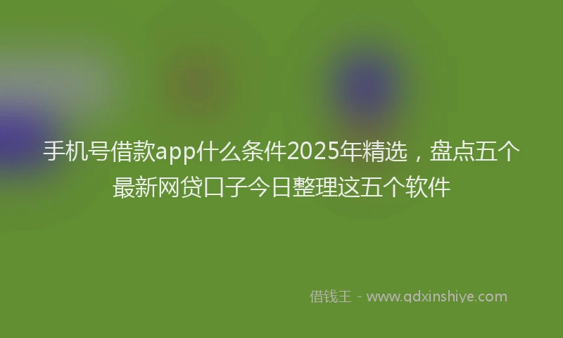 手机号借款app什么条件2025年精选，盘点五个最新网贷口子今日整理这五个软件