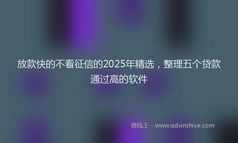 放款快的不看征信的2025年精选，整理五个贷款通过高的软件