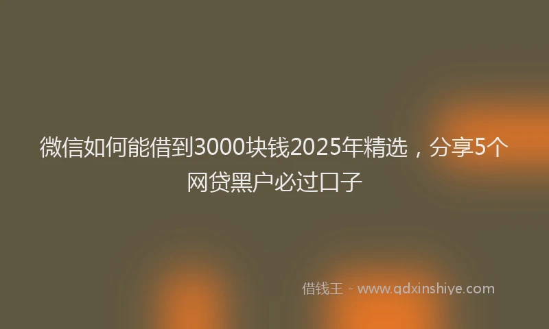 微信如何能借到3000块钱2025年精选，分享5个网贷黑户必过口子