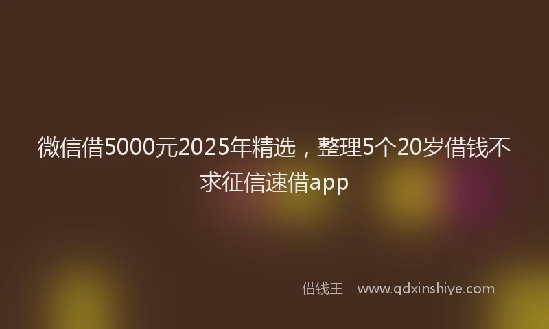 微信借5000元2025年精选，整理5个20岁借钱不求征信速借app