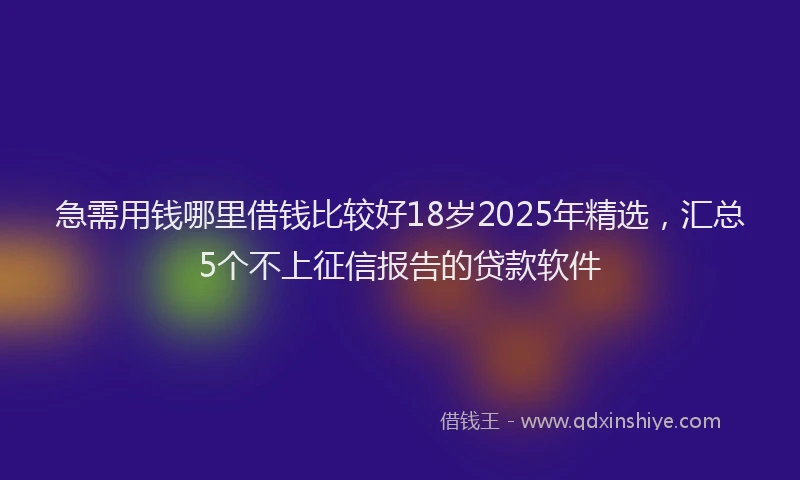 急需用钱哪里借钱比较好18岁2025年精选，汇总5个不上征信报告的贷款软件