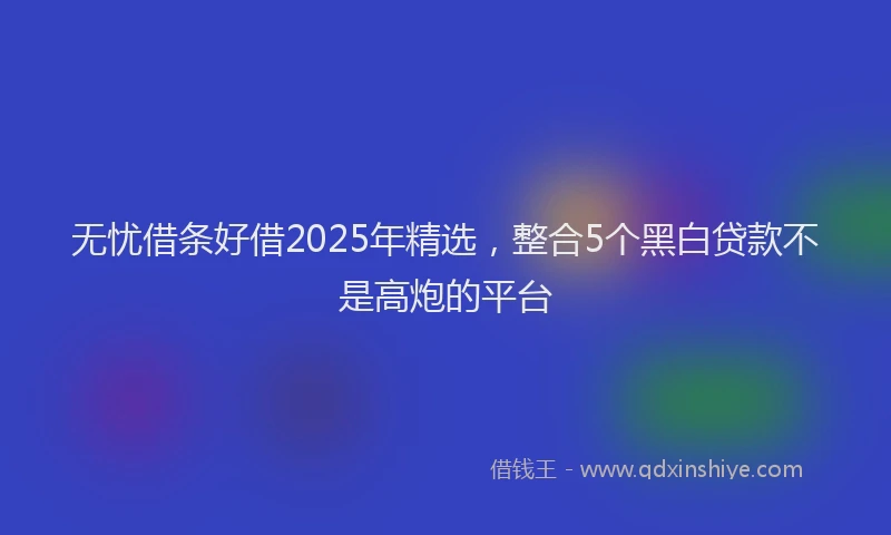 无忧借条好借2025年精选，整合5个黑白贷款不是高炮的平台
