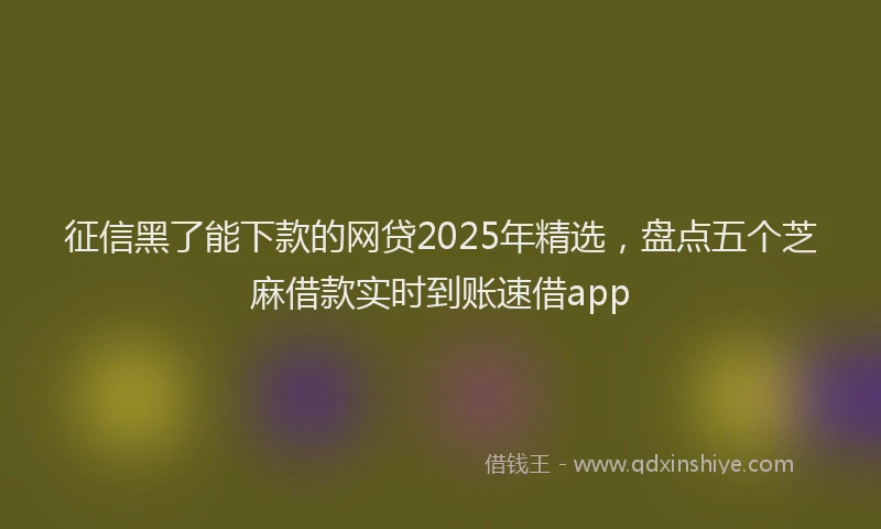 征信黑了能下款的网贷2025年精选，盘点五个芝麻借款实时到账速借app