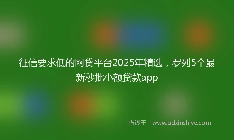 征信要求低的网贷平台2025年精选，罗列5个最新秒批小额贷款app