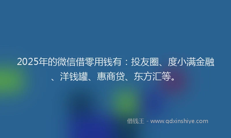 2025年的微信借零用钱有：投友圈、度小满金融、洋钱罐、惠商贷、东方汇等。