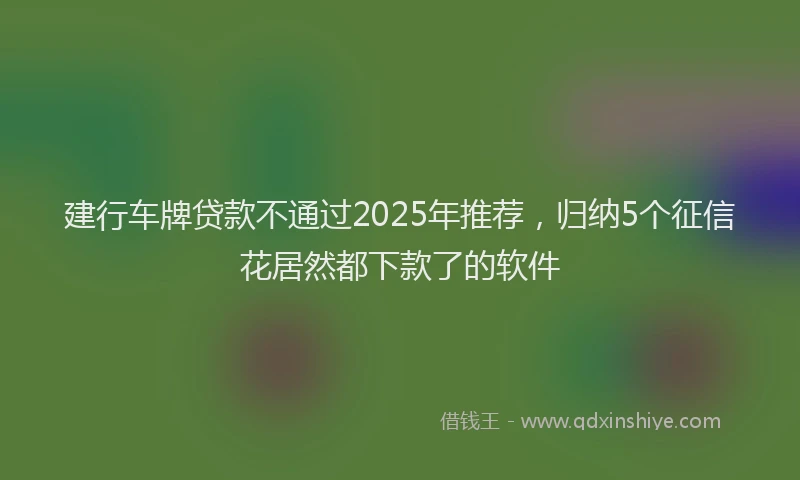 建行车牌贷款不通过2025年推荐，归纳5个征信花居然都下款了的软件