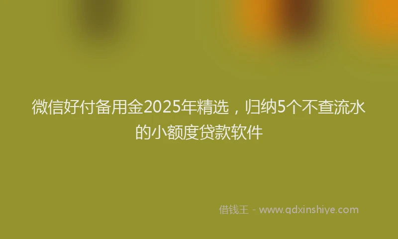 微信好付备用金2025年精选，归纳5个不查流水的小额度贷款软件