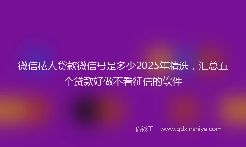 微信私人贷款微信号是多少2025年精选，汇总五个贷款好做不看征信的软件