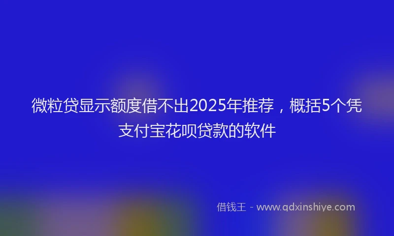 微粒贷显示额度借不出2025年推荐，概括5个凭支付宝花呗贷款的软件