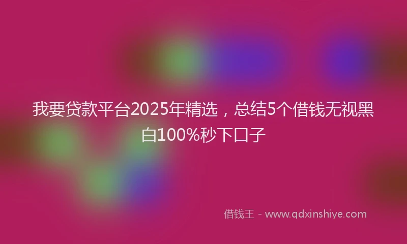 我要贷款平台2025年精选，总结5个借钱无视黑白100%秒下口子