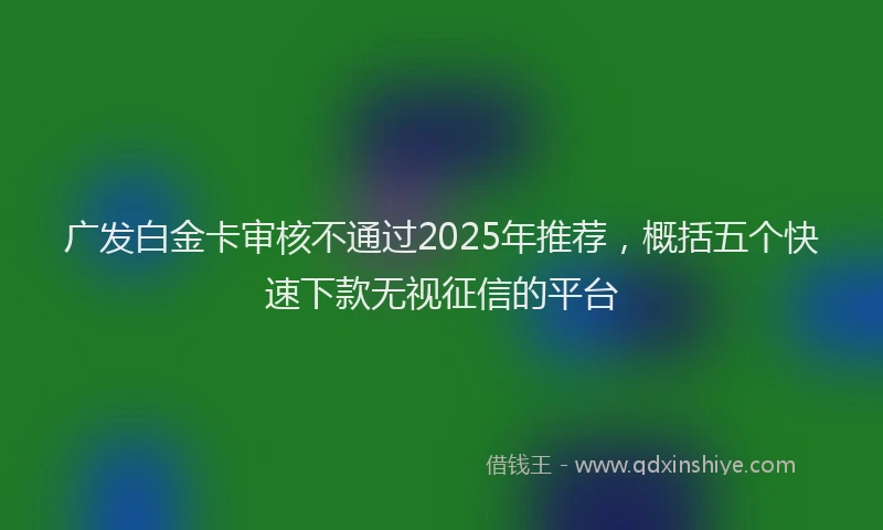广发白金卡审核不通过2025年推荐，概括五个快速下款无视征信的平台