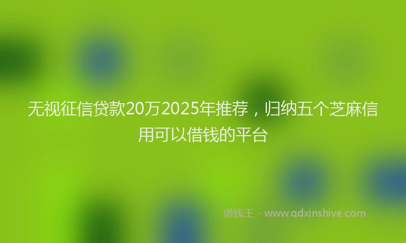 无视征信贷款20万2025年推荐，归纳五个芝麻信用可以借钱的平台
