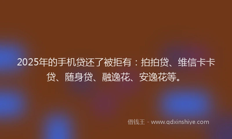 2025年的手机贷还了被拒有：拍拍贷、维信卡卡贷、随身贷、融逸花、安逸花等。
