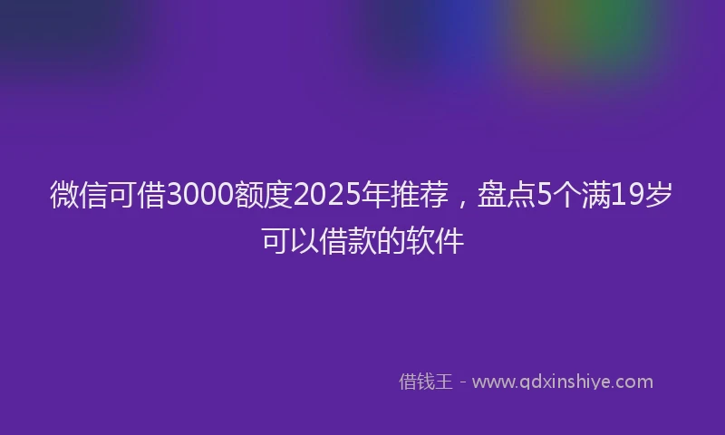 微信可借3000额度2025年推荐，盘点5个满19岁可以借款的软件