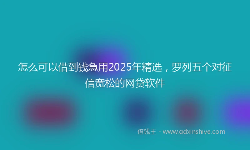 怎么可以借到钱急用2025年精选，罗列五个对征信宽松的网贷软件