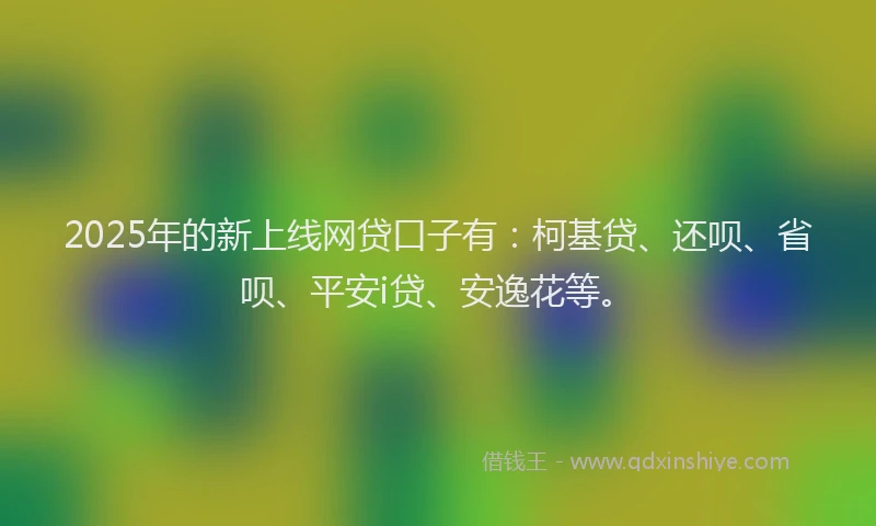 2025年的新上线网贷口子有：柯基贷、还呗、省呗、平安i贷、安逸花等。