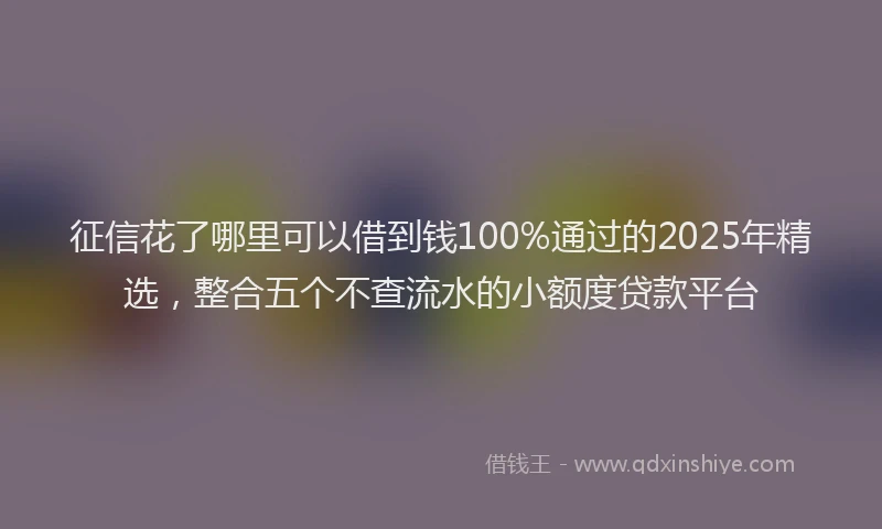征信花了哪里可以借到钱100%通过的2025年精选，整合五个不查流水的小额度贷款平台