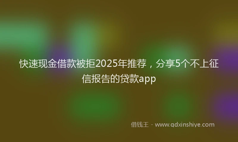 快速现金借款被拒2025年推荐，分享5个不上征信报告的贷款app