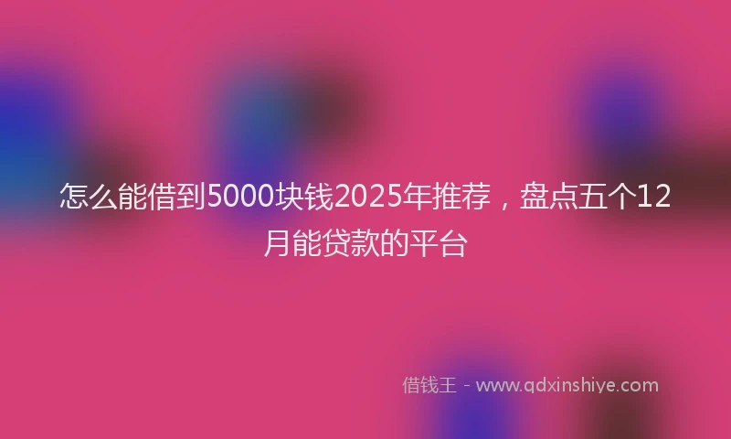 怎么能借到5000块钱2025年推荐，盘点五个12月能贷款的平台