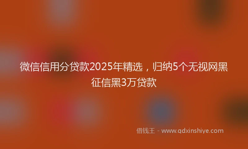 微信信用分贷款2025年精选，归纳5个无视网黑征信黑3万贷款