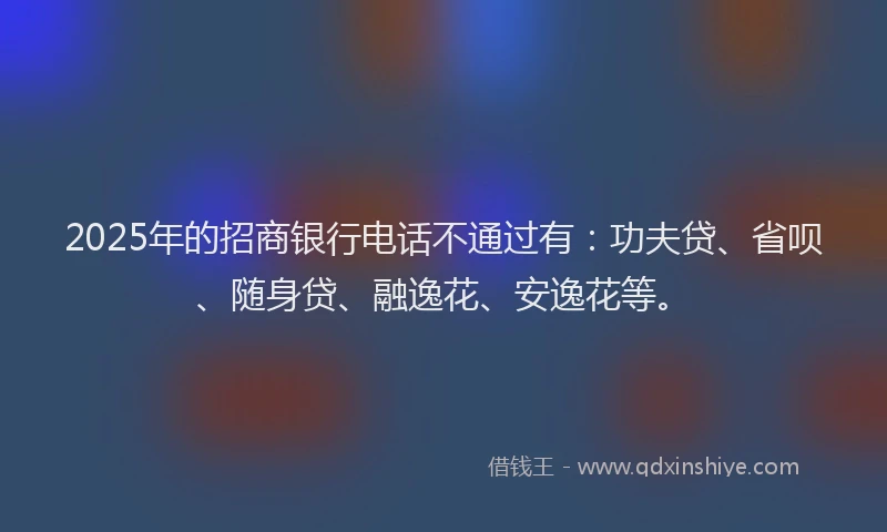 2025年的招商银行电话不通过有：功夫贷、省呗、随身贷、融逸花、安逸花等。