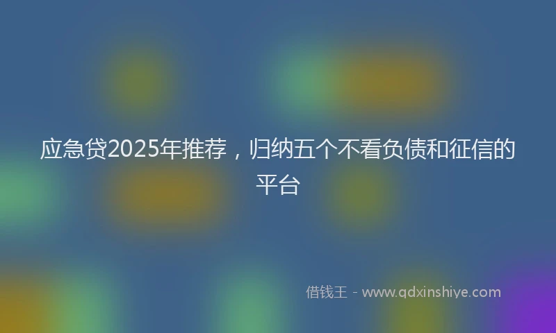 应急贷2025年推荐，归纳五个不看负债和征信的平台