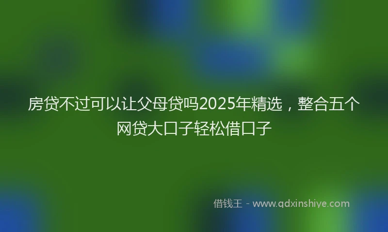 房贷不过可以让父母贷吗2025年精选，整合五个网贷大口子轻松借口子
