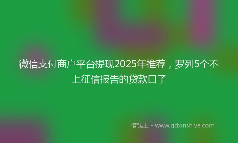 微信支付商户平台提现2025年推荐，罗列5个不上征信报告的贷款口子