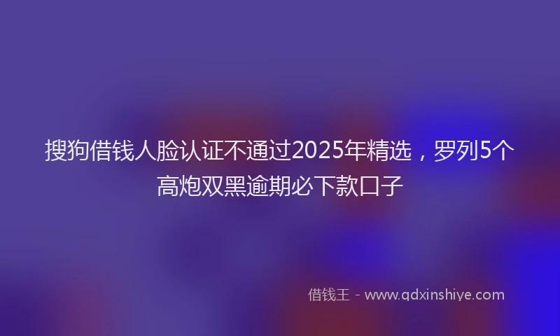 搜狗借钱人脸认证不通过2025年精选，罗列5个高炮双黑逾期必下款口子