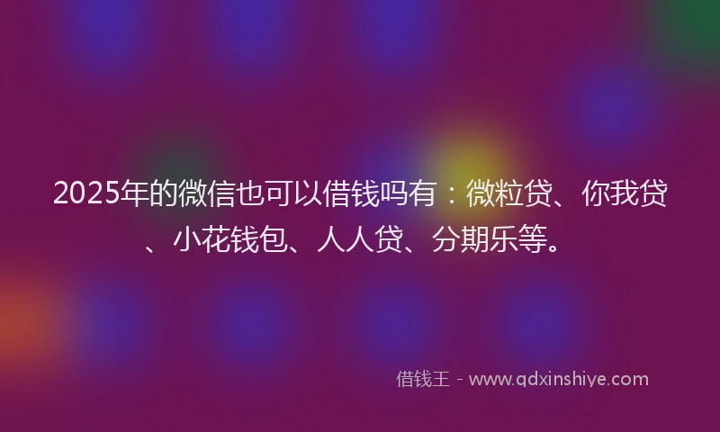2025年的微信也可以借钱吗有：微粒贷、你我贷、小花钱包、人人贷、分期乐等。