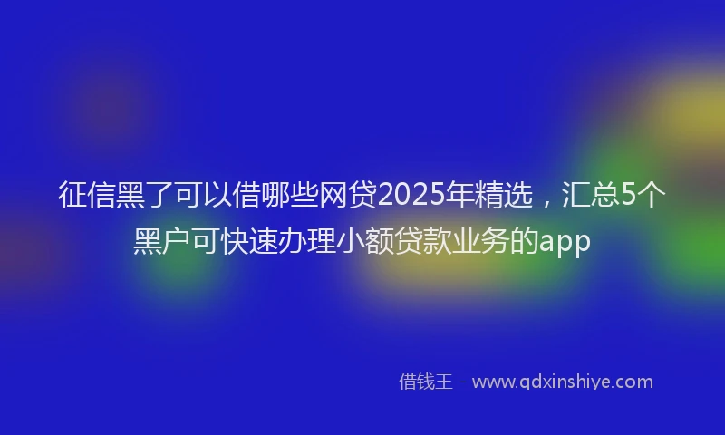 征信黑了可以借哪些网贷2025年精选，汇总5个黑户可快速办理小额贷款业务的app