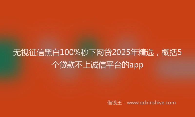 无视征信黑白100%秒下网贷2025年精选，概括5个贷款不上诚信平台的app