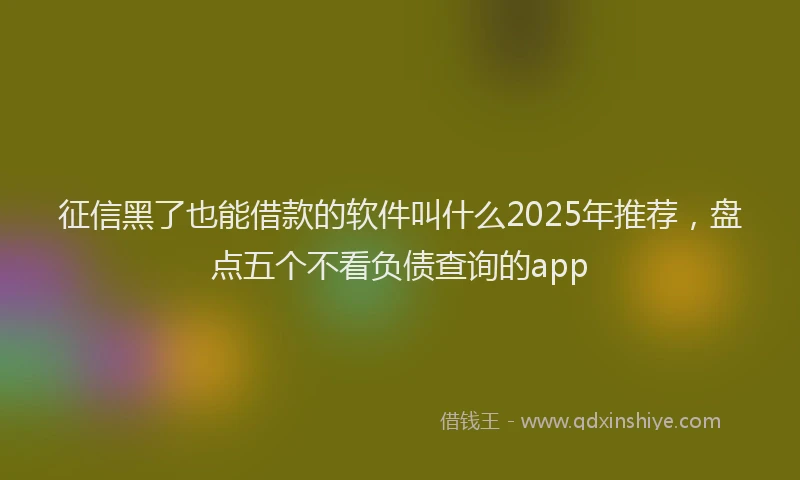 征信黑了也能借款的软件叫什么2025年推荐，盘点五个不看负债查询的app