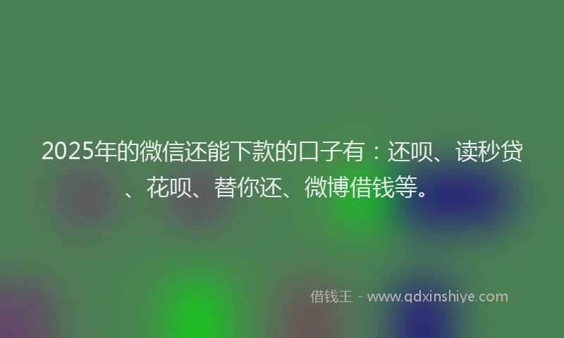 2025年的微信还能下款的口子有：还呗、读秒贷、花呗、替你还、微博借钱等。