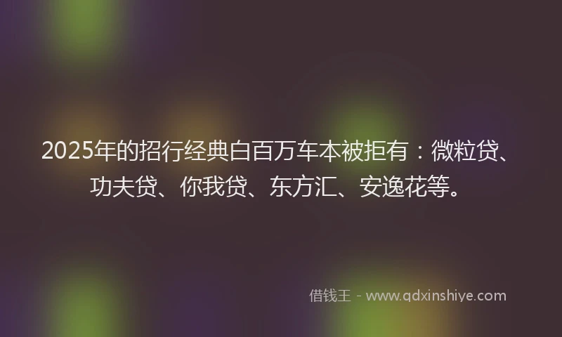 2025年的招行经典白百万车本被拒有：微粒贷、功夫贷、你我贷、东方汇、安逸花等。
