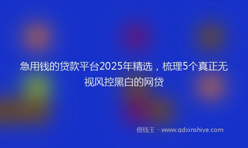 急用钱的贷款平台2025年精选，梳理5个真正无视风控黑白的网贷