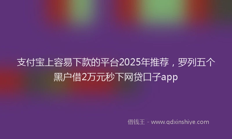 支付宝上容易下款的平台2025年推荐，罗列五个黑户借2万元秒下网贷口子app