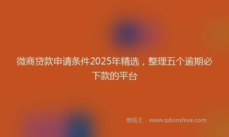微商贷款申请条件2025年精选，整理五个逾期必下款的平台