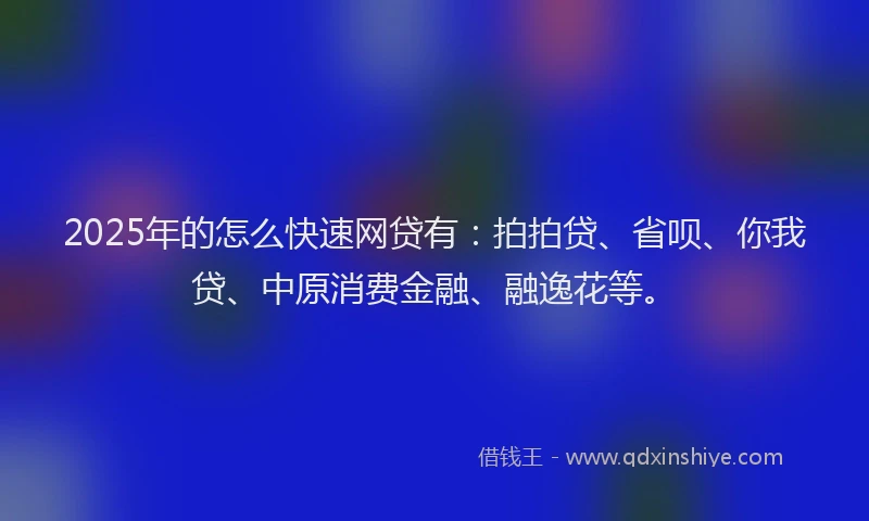 2025年的怎么快速网贷有：拍拍贷、省呗、你我贷、中原消费金融、融逸花等。