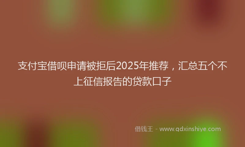 支付宝借呗申请被拒后2025年推荐，汇总五个不上征信报告的贷款口子