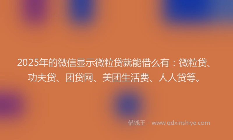 2025年的微信显示微粒贷就能借么有：微粒贷、功夫贷、团贷网、美团生活费、人人贷等。