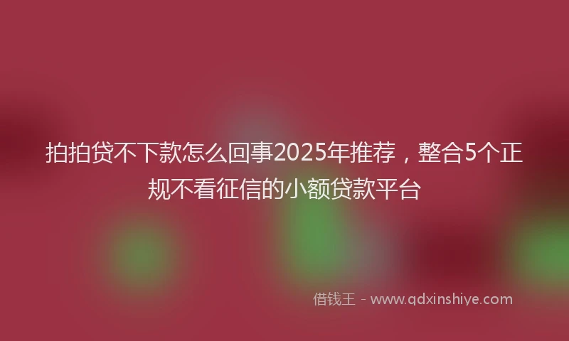 拍拍贷不下款怎么回事2025年推荐，整合5个正规不看征信的小额贷款平台
